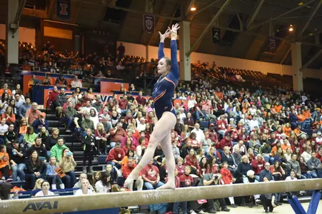 Becca Cuppy at the Illini's meet vs. Oklahoma on 2/27/15.