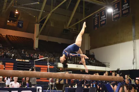 Sunny Kato at the Illini's meet vs. Oklahoma on 2/27/15.