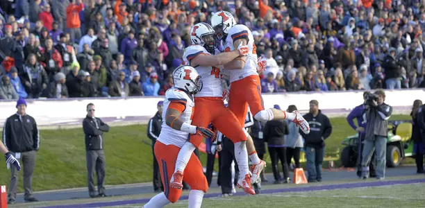 Mason Monheim Pick-Six Celebration at Northwestern 2014