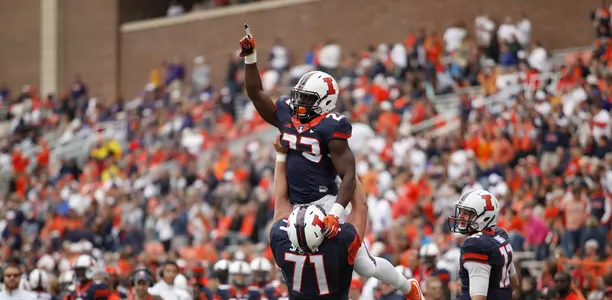 Henry Enyenihi celebrates after his first Illini touchdown - 9/12/15