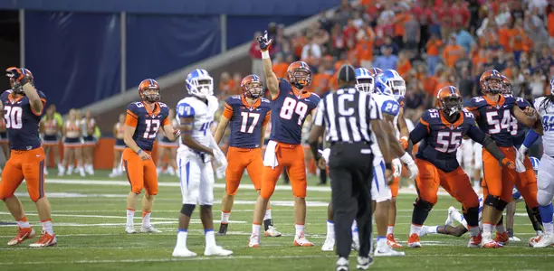 Taylor Zalewski watches the game-winning field goal go through the uprights vs. MTSU 9/26/15