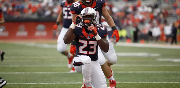 Henry Enyenihi celebrates after his first Illini touchdown - 9/12/15