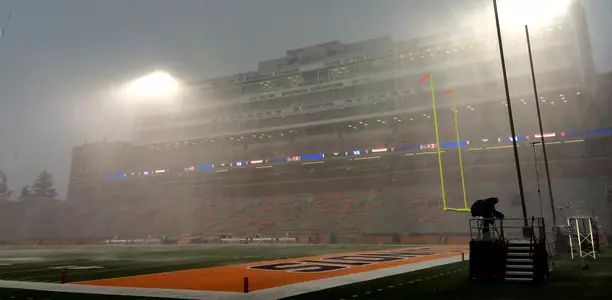 Illinois Football vs. Texas State Lightning Delay - 2014