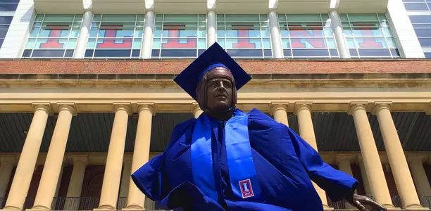 Grange Statue Graduation Cap and Gown – May 2015