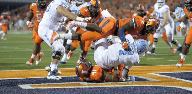 Phillips and Smoot safety vs. UNC – Sept. 10, 2016