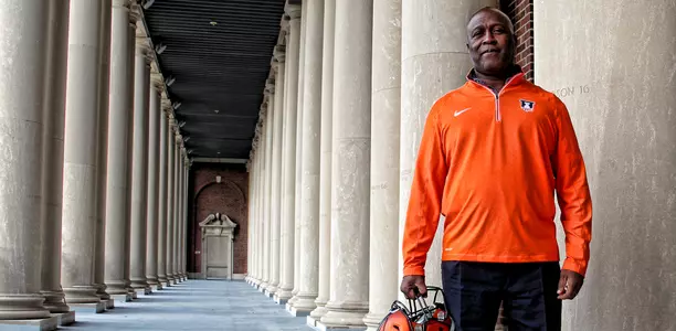 Lovie Smith in Memorial Stadium Colonnades