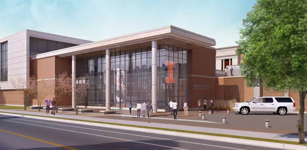 Football Performance Center Rendering NE Lobby Entry - 2000x980