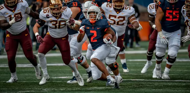 running back Reggie Corbin of the Illinois Fighting IlliniIllinois Football vs. Minnesota in ChampaignNovember 03, 2018Photo Credit: Craig Pessman / Illinois Athletics
