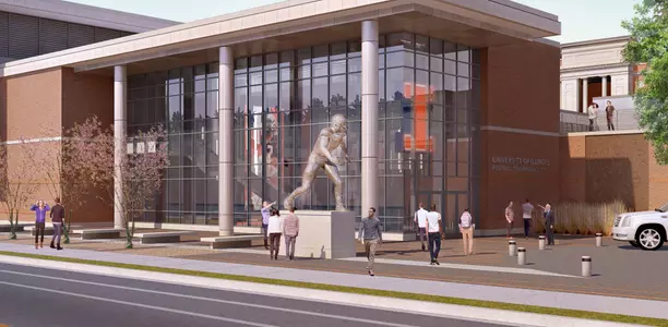 Illinois Athletics - Football Performance Center with Butkus Statue - 2000x980 - August 16, 2018