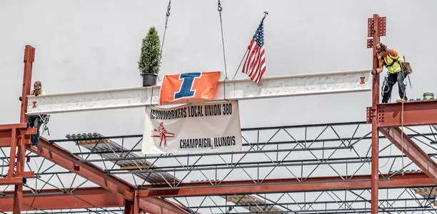 Football Performance Center final steel beam