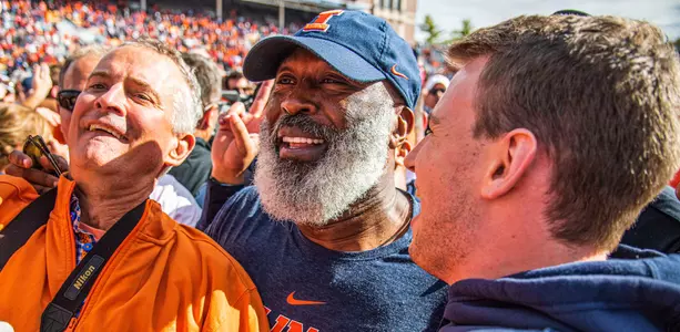 Illinois Fighting Illini head coach Lovie Smith celebrationIllinois Football vs. Wisconsin in Champaign, IllinoisOctober 19, 2019