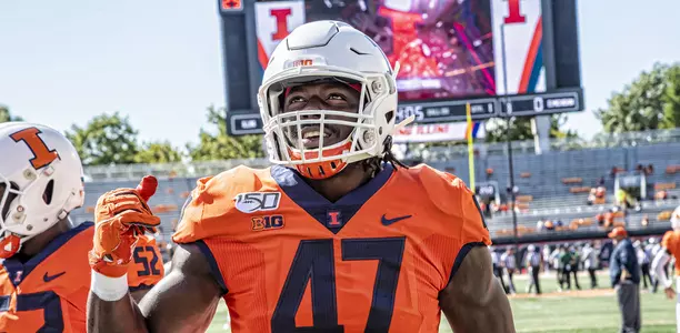 Illinois Fighting Illini defensive lineman Oluwole Betiku Jr. (47)Illinois Football vs. Eastern Michigan in Champaign, IllinoisSeptember 14, 2019