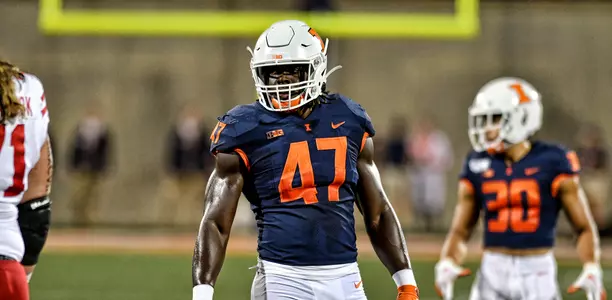Illinois Fighting Illini defensive lineman Oluwole Betiku Jr. (47)Illinois Football vs. Nebraska in Champaign, IllinoisSeptember 21, 2019