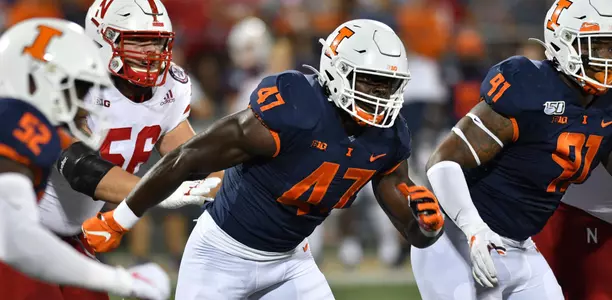 Illinois Fighting Illini defensive lineman Oluwole Betiku Jr. (47)Illinois Football vs. Nebraska in Champaign, IllinoisSeptember 21, 2019