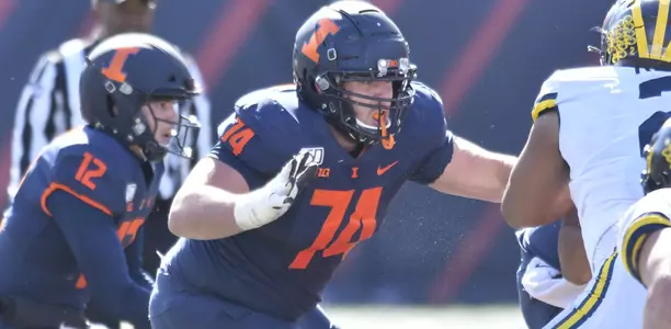 Illinois Fighting Illini offensive lineman Richie Petitbon (74)Illinois Football vs. Michigan in Champaign, IllinoisOctober 12, 2019