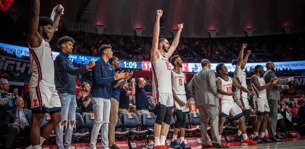 Bench Celebration - Illinois Men's Basketball vs. Hampton - 20190-20