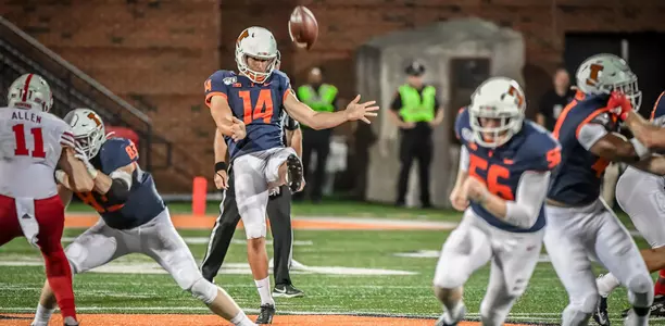Illinois Fighting Illini punter Blake Hayes (14)Illinois Football vs. Nebraska in Champaign, IllinoisSeptember 22, 2019