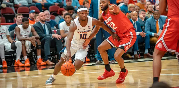 Illinois Fighting Illini guard Andres Feliz (10)Illinois Men's Basketball vs. Ohio State in Chicago, Illinois.December 05, 2018Photo Credit: Michael Glasgow / Illinois Athletics