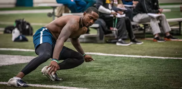 wide receiver Sam Mays of the Illinois Fighting IlliniIllinois Football Pro Day in Champaign, Illinois.March 10, 2019Photo Credit: Michael Glasgow / Illinois Athletics