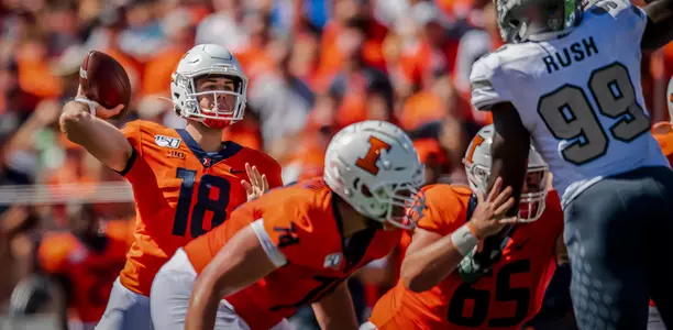 Illinois Fighting Illini quarterback Brandon Peters (18)Illinois Football vs. Eastern Michigan in Champaign, IllinoisSeptember 14, 2019