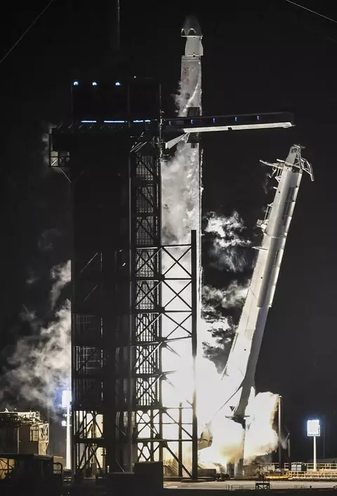 Nov 15, 2020; Kennedy Space Center, FL, USA; A SpaceX Falcon 9 rocket lifts off from pad 39A at on Sunday, Nov. 15, 2020. The rocket is carrying NASA astronauts Michael Hopkins, Victor Glover, Shannon Walker and Japan Aerospace Exploration Agency (JAXA) astronaut Soichi Noguchi to the International Space Station. Mandatory Credit: Craig Bailey-USA TODAY NETWORK