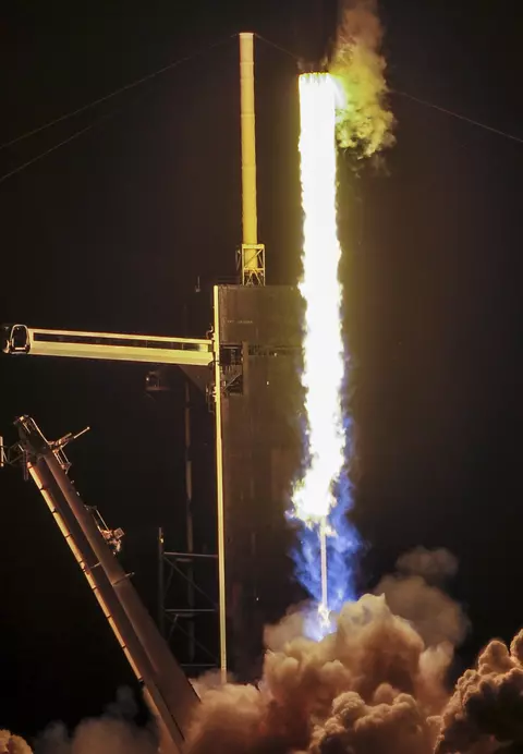 Nov 15, 2020; Kennedy Space Center, FL, USA; A SpaceX Falcon 9 rocket lifts off from pad 39A at on Sunday, Nov. 15, 2020. The rocket is carrying NASA astronauts Michael Hopkins, Victor Glover, Shannon Walker and Japan Aerospace Exploration Agency (JAXA) astronaut Soichi Noguchi to the International Space Station. Mandatory Credit: Craig Bailey-USA TODAY NETWORK