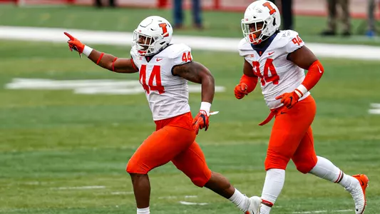 Illinois Fighting Illini linebacker Tarique Barnes (44), Illinois Fighting Illini defensive lineman Jer'Zhan Newton (94) celebration
Illinois Fighting Illini Football at Nebraska - 11/21/20