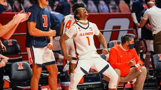 Trent Frazier (1) celebrationIllinois Fighting Illini Men's Basketball vs. Minnesota - 12/15/20