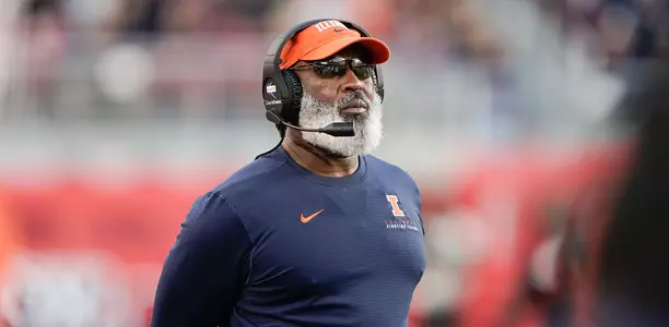 Dec 30, 2019; Santa Clara, California, USA; Illinois Fighting Illini head coach Lovie Smith during the fourth quarter against the California Golden Bears at Levi's Stadium. Mandatory Credit: Stan Szeto-USA TODAY Sports