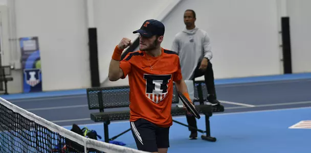 Zeke Clark celebrationIllinois Men's Tennis vs. Florida in Urbana, Illinois