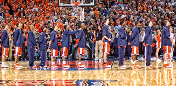 2004-05 Illini during national anthem at 2005 Final Four