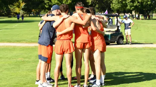 Men's team huddle