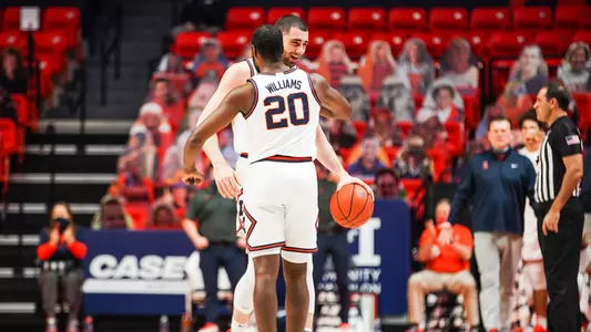 Da'Monte Williams (20), Giorgi Bezhanishvili (15) celebrationIllinois Fighting Illini Men's Basketball vs. Wisconsin - 2/6/21