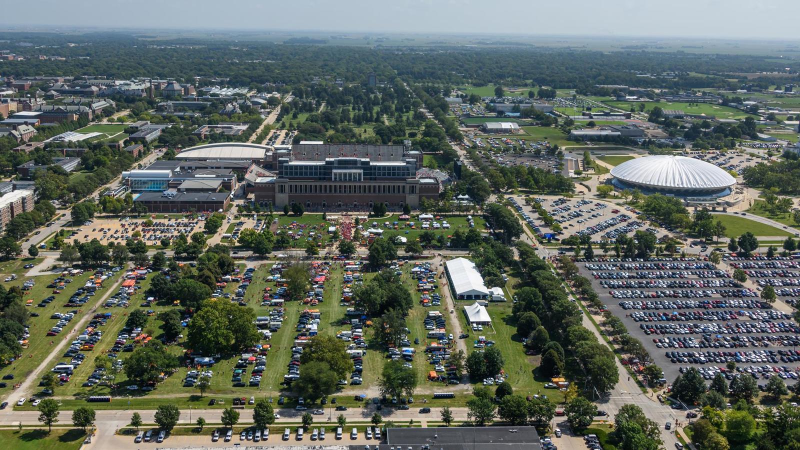 Memorial Stadium aerial tailgate