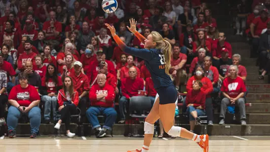 during the game between the Wisconsin Badgers and the Illinois Fighting Illini at UW Fieldhouse. The Badgers won 3-2. Photo by Andy Wenstrand.