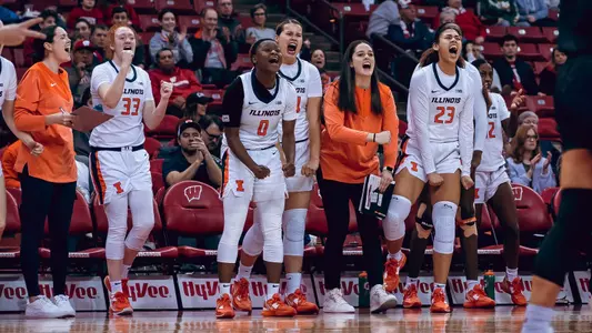 team bench celebration at Wisconsin