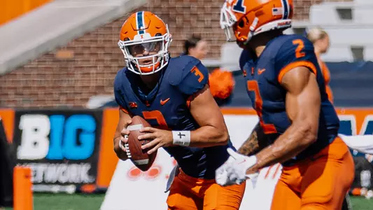 Tommy Devito (3), Chase Brown (2)Illinois Fighting Illini Football vs. Wyoming - 8/28/2022
