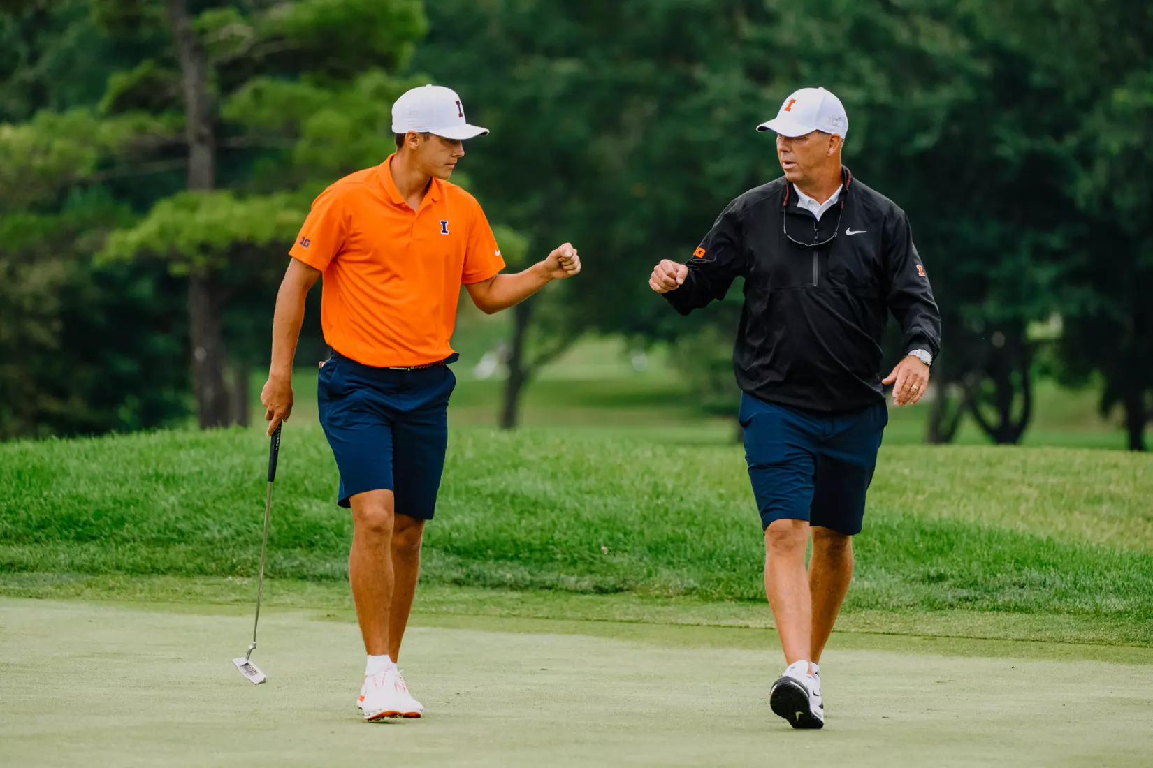 Head Coach Mike Small and Matthis Besard
Illinois Fighting Illini Men's Golf - 9/18/22