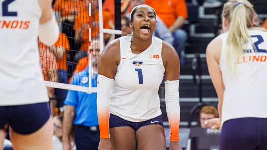 CHAMPAIGN, IL - October 25, 2023 - \vb during the match between the Indiana Hoosiers and the Illinois Fighting Illini at Huff Hall in Champaign, IL. Photo By Jenny Butler