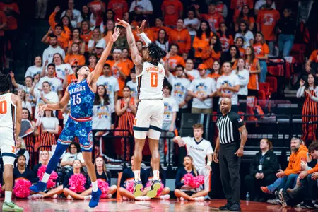 CHAMPAIGN, IL - October 29, 2023 - Illinois Guard Terrence Shannon Jr. (#0) during the Maui Charity Exhibition game between the Kansas Jayhawks and the Illinois Fighting Illini at State Farm Center in Champaign, IL. Photo By Kevin Snyder