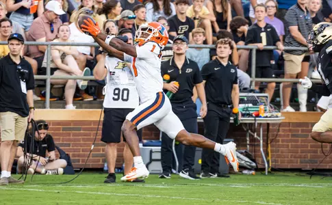 WEST LAFAYETTE, IN - September 30, 2023 - Illinois Wide Receiver Isaiah Williams (#1) during the game between the Illinois Fighting Illini and the Purdue Boilermakers at Ross-Ade Stadium in West Lafayette, IN. Photo By Kevin Snyder