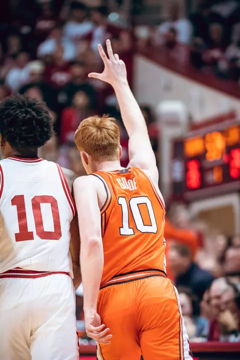Image Taken At Illinois Fighting Illini at Indiana Hoosiers Men’s Basketball Game, Simon Skojdt Assembly Hall, Indiana University, Bloomington, IN, Saturday, February 18, 2023. Courtney Bay/Illinois Basketball