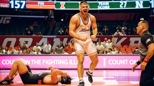 Matt Wroblewski pin vs. Neb. on Senior Day 2.3.23