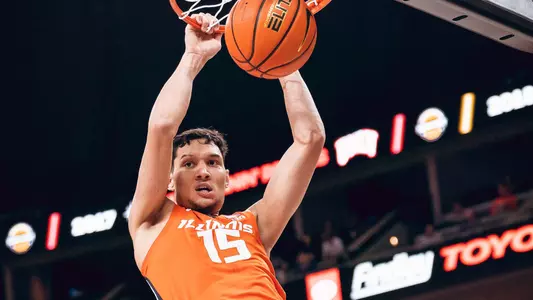 Image Taken At Illinois Fighting Illini vs Virginia Cavaliers Men’s Basketball Game, Continental Tire Main Event, T-Mobile Arena, Las Vegas, Nevada, Sunday, November 20, 2022. Courtney Bay/Illinois Basketball