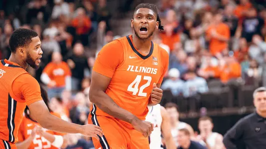 Image Taken At Illinois Fighting Illini vs Virginia Cavaliers Men’s Basketball Game, Continental Tire Main Event, T-Mobile Arena, Las Vegas, Nevada, Sunday, November 20, 2022. Courtney Bay/Illinois Basketball