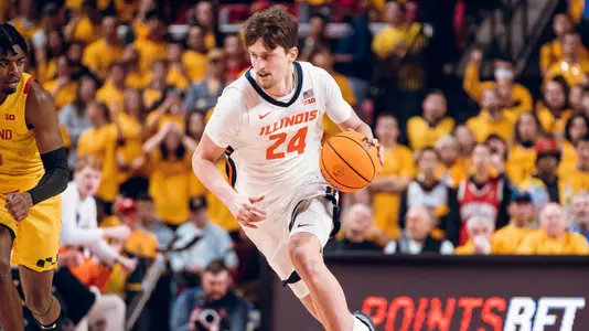 Image Taken At Illinois Fighting Illini vs Maryland Terrapins Men’s Basketball Game, Xfinity Center, College Park, Maryland, Friday, December 2, 2022. Courtney Bay/Illinois Basketball