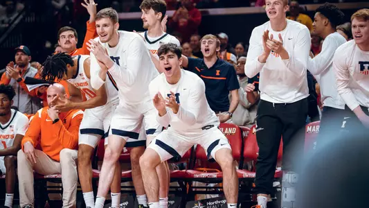 Image Taken At Illinois Fighting Illini vs Maryland Terrapins Men’s Basketball Game, Xfinity Center, College Park, Maryland, Friday, December 2, 2022. Courtney Bay/Illinois Basketball