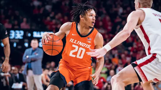Image Taken At Illinois Fighting Illini vs Nebraska Cornhuskers Men’s Basketball Game, Pinnacle Bank Arena, University of Nebraska, Lincoln, NE, Tuesday, January 10, 2023. Courtney Bay/Illinois Basketball