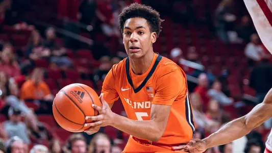 Image Taken At Illinois Fighting Illini vs Nebraska Cornhuskers Men’s Basketball Game, Pinnacle Bank Arena, University of Nebraska, Lincoln, NE, Tuesday, January 10, 2023. Courtney Bay/Illinois Basketball