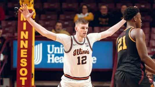 Image Taken At Illinois Fighting Illini vs Minnesota Golden Gophers Men’s Basketball Game, Williams Arena, University of Minnesota, Minneapolis, MN, Monday, January 16, 2023. Courtney Bay/Illinois Basketball